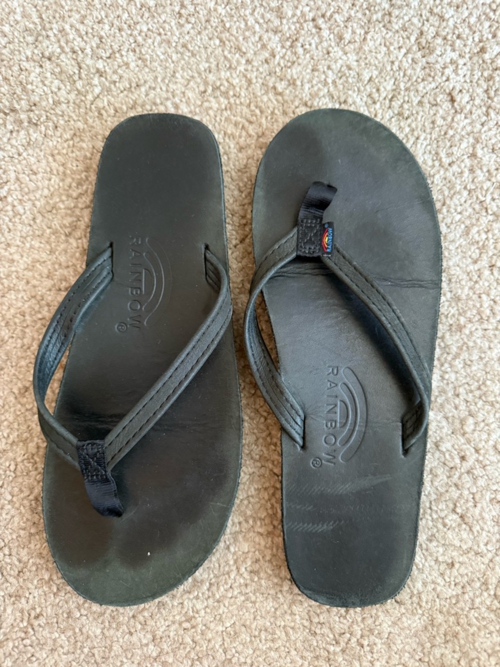 Women’s Rainbow Black Leather Sandals